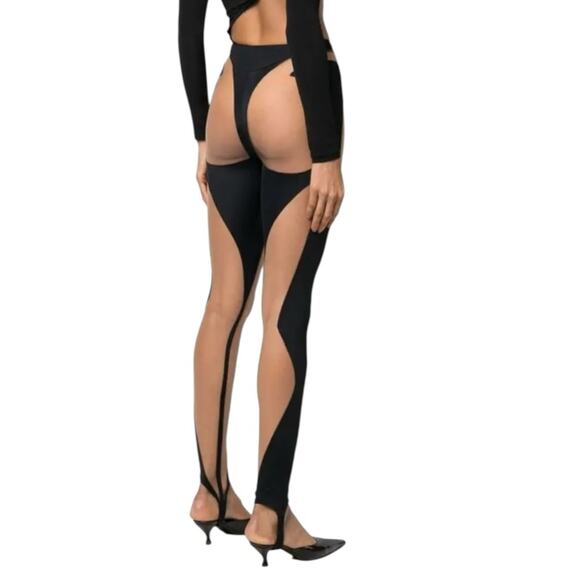 Mugler Rodeo sheer-panelled stirrup leggings size 2 - Picture 3 of 9